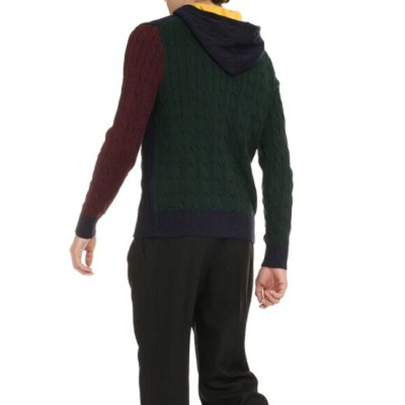 Polo Ralph Lauren color block Popover Hoodie Hunter Navy Combo Size Medium NWT - Picture 3 of 8